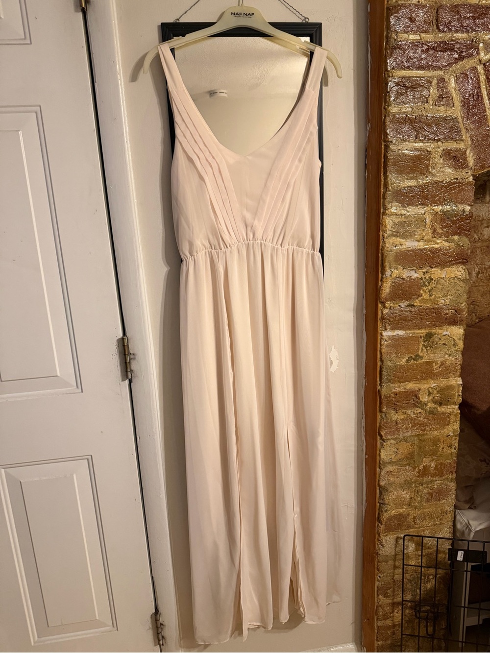NAF NAF Nude Blush Pleated Maxi Dress NWT Size 40 / US 8-10
